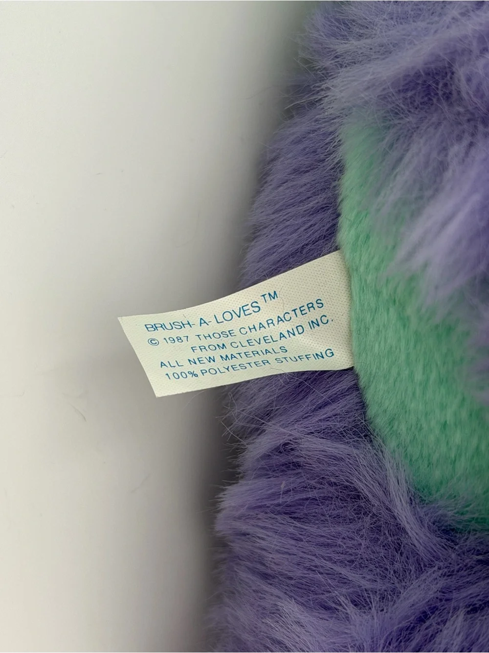VTG 1987 Brush a Loves Purple Posy Plush Bear with Brush Tail & Mirror